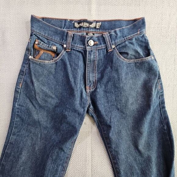 Old Skool Jeans Men's Size 34x30 Wide Leg Denim Pants Y2K Embroidered Pockets - Picture 11 of 16